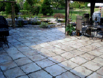 Stepping stone patio made with our CS-1818 Castle Stone concrete moulds.