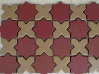 Photo of #0939 - style X-O tiles in tan and red color.