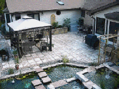 Cobble Stone patio cast from concrete molds.